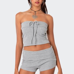 Lizzy Foldover Waffle Tube Top