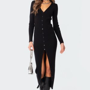 Jazlyn Knitted Button Up Maxi Dress