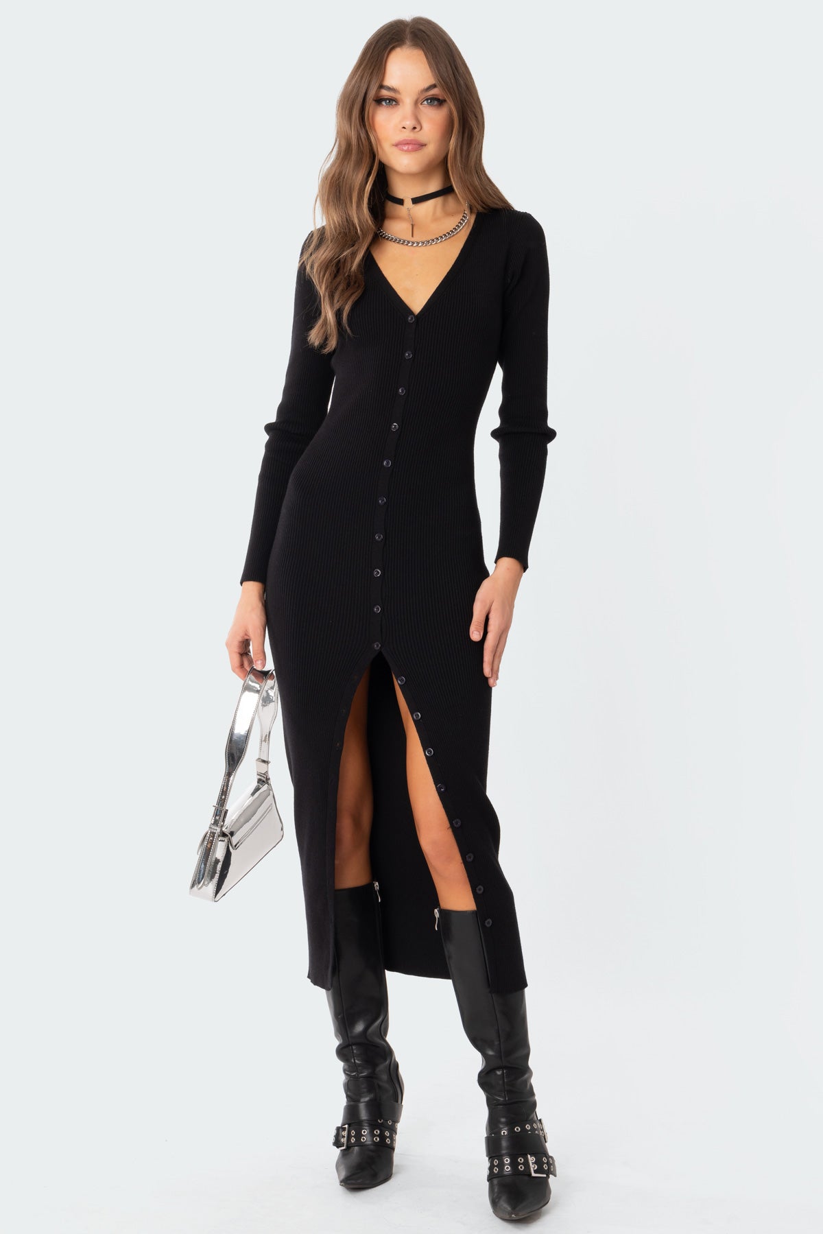 Jazlyn Knitted Button Up Maxi Dress - Image 5