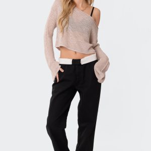 Emmie Off The Shoulder Sheer Knitted Top