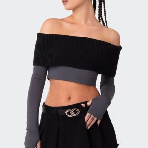 Alma Off Shoulder Half Knit Top