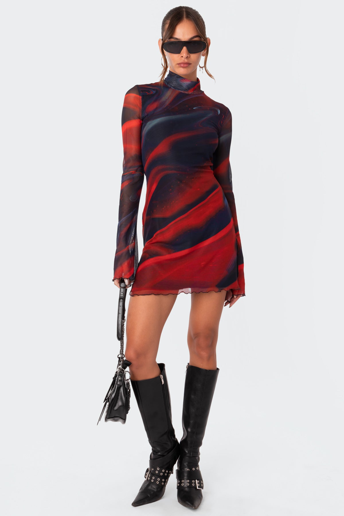 Sparks Fly Side Slitted Mesh Mini Dress - Image 5