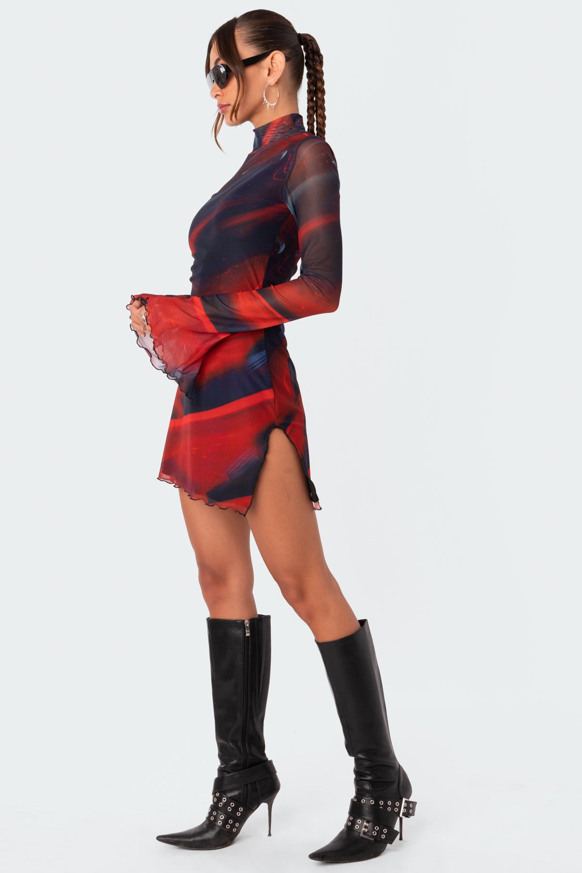 Sparks Fly Side Slitted Mesh Mini Dress - Image 2