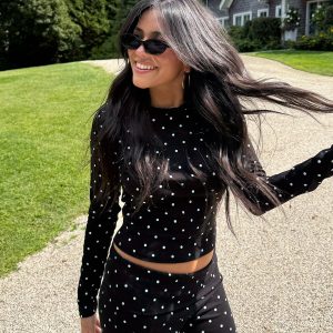 Daliya Polka Dot Long Sleeve Top