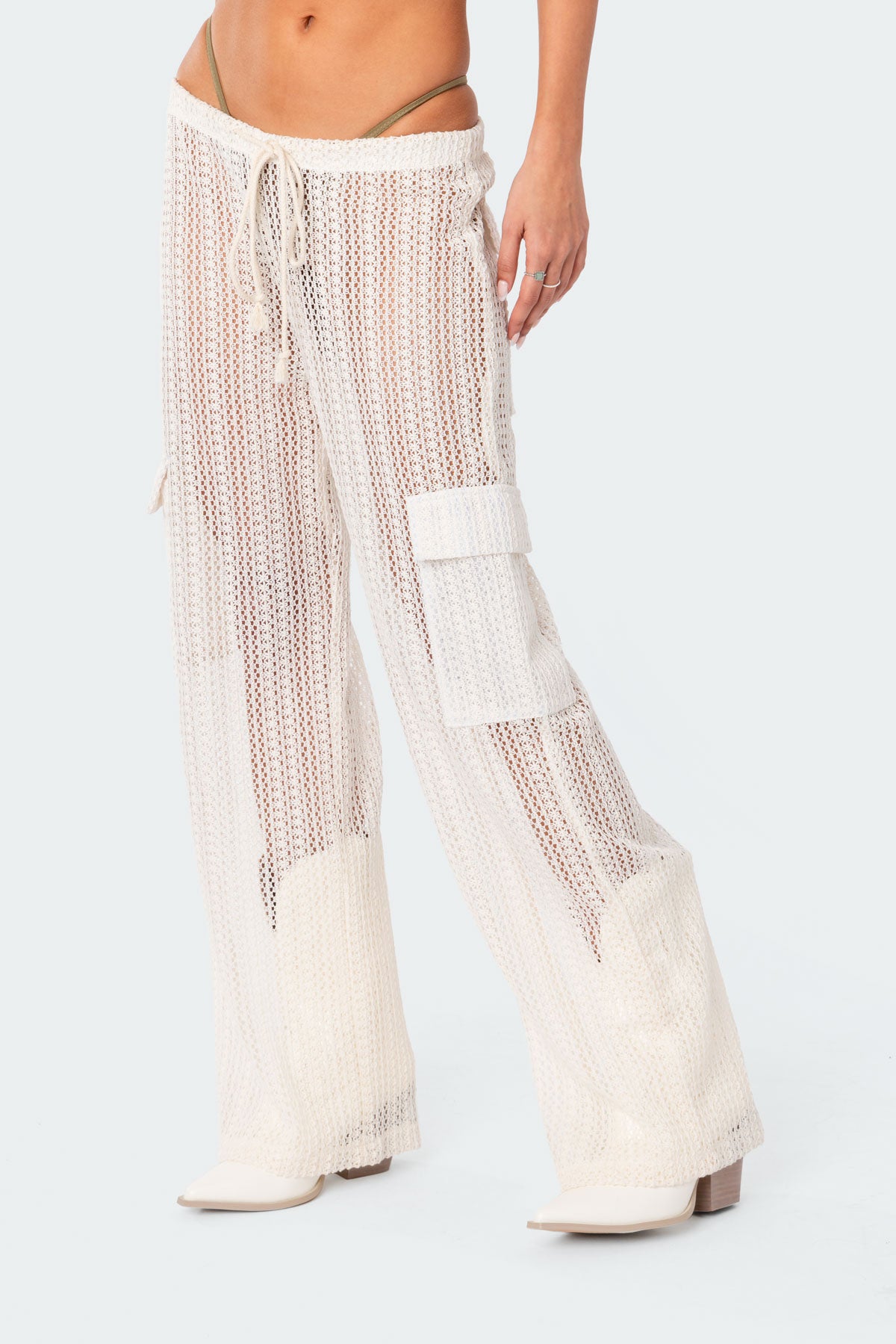 Ines Crochet Low Rise Cargo Pants - Image 3
