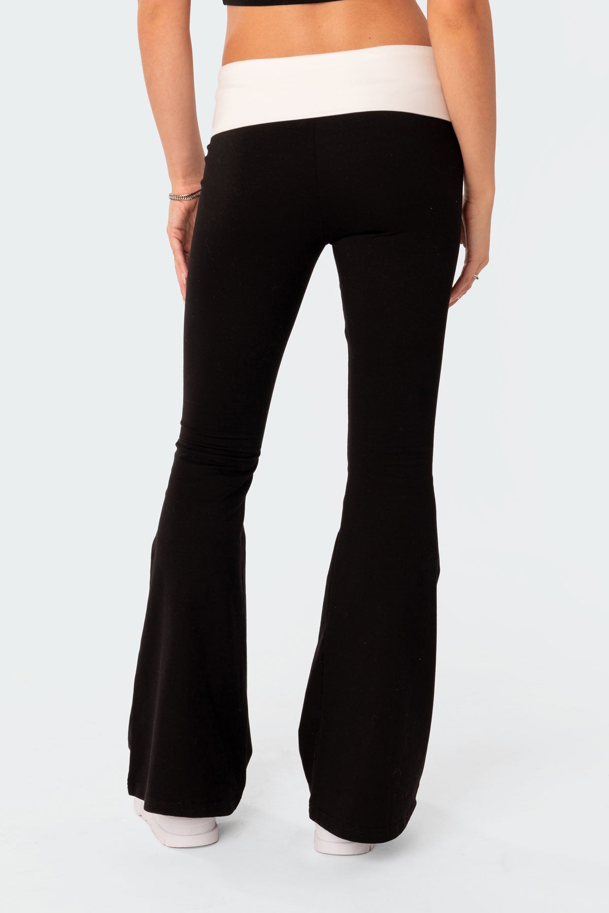 Contrast Fold Over Flared Leggings - Image 5