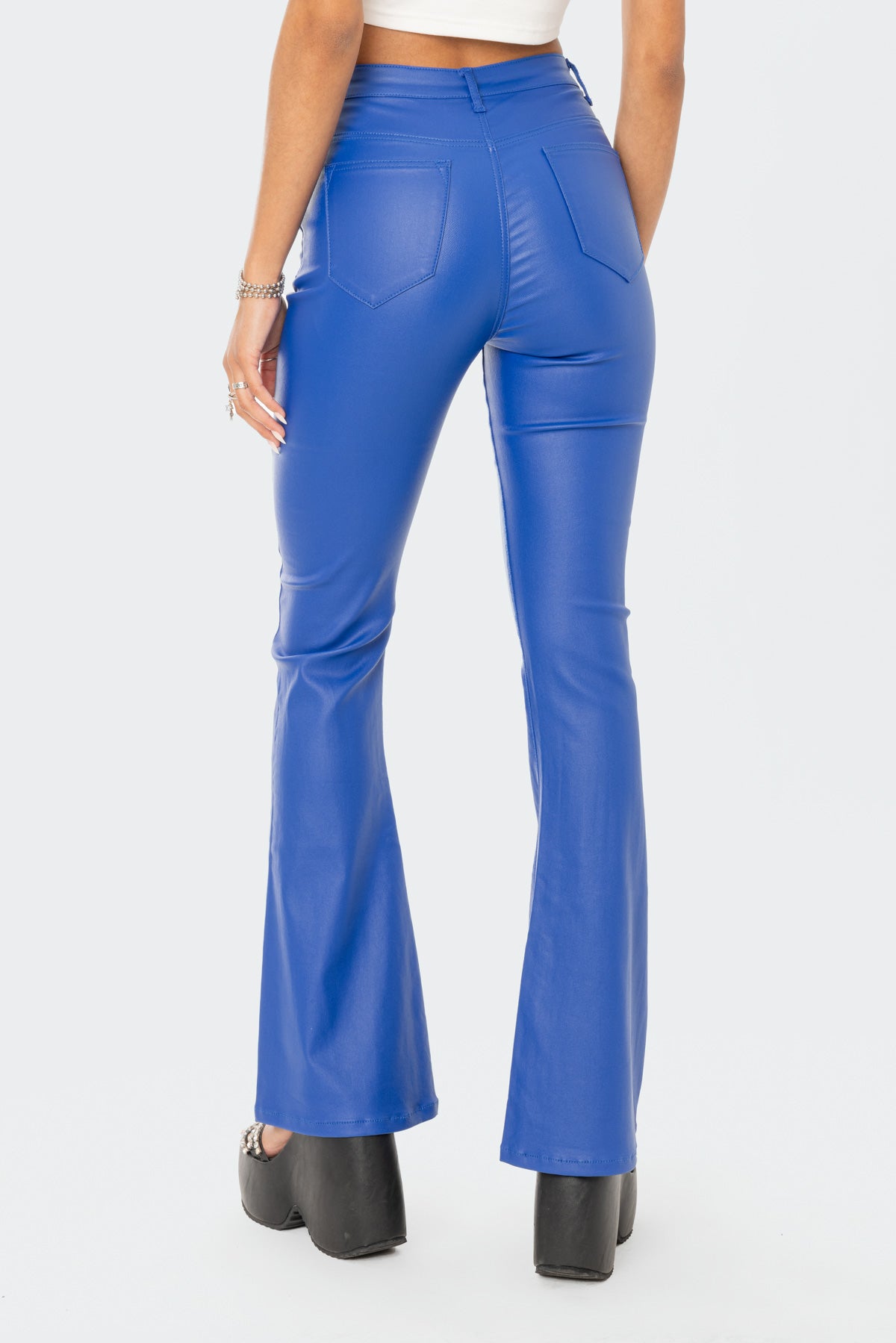 Luna Faux Leather Flare Jeans - Image 4