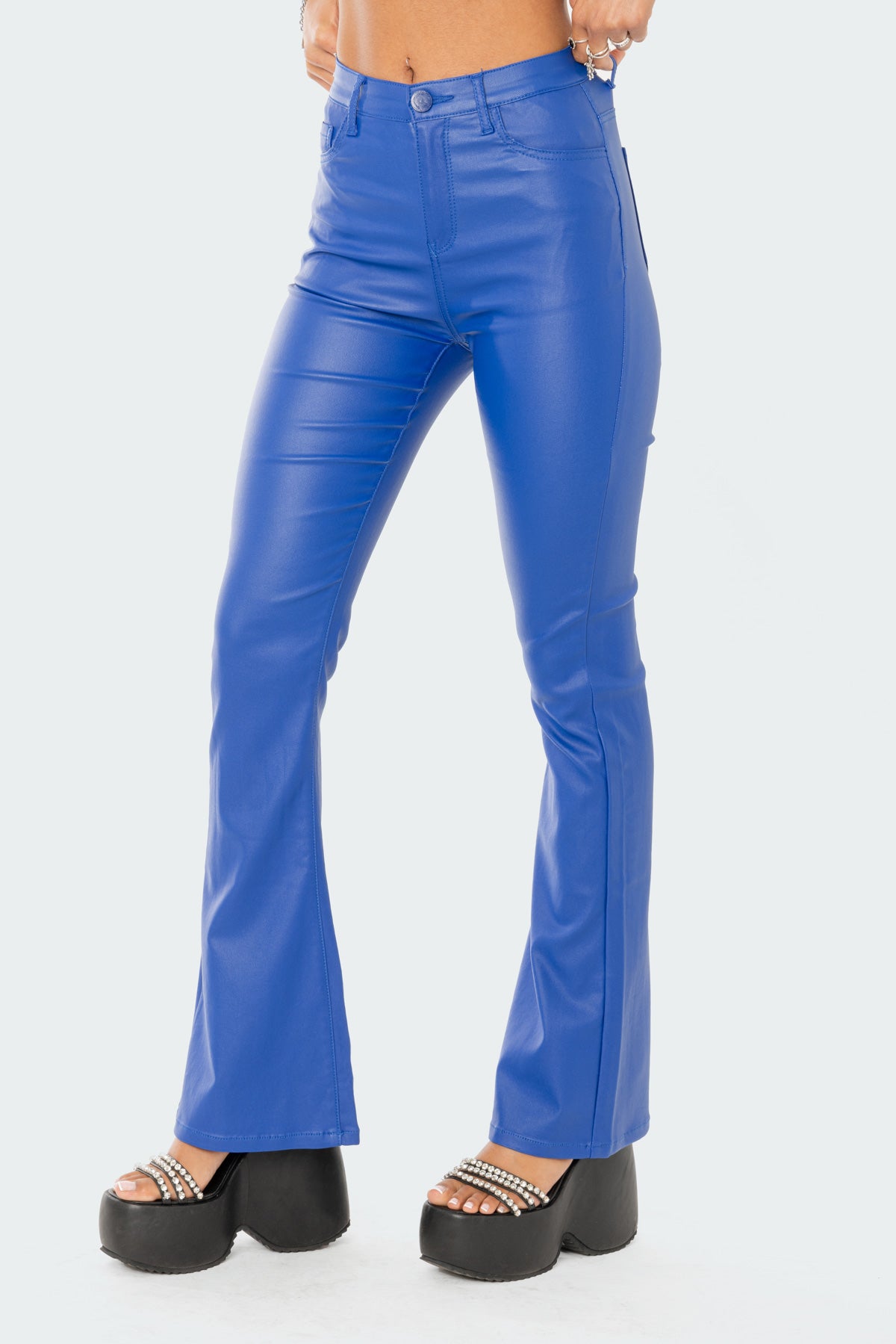 Luna Faux Leather Flare Jeans - Image 5