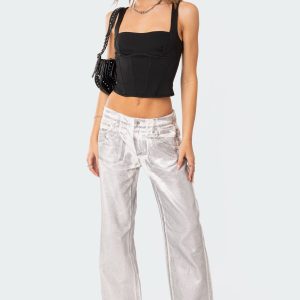 Jolene Metallic Low Rise Jeans