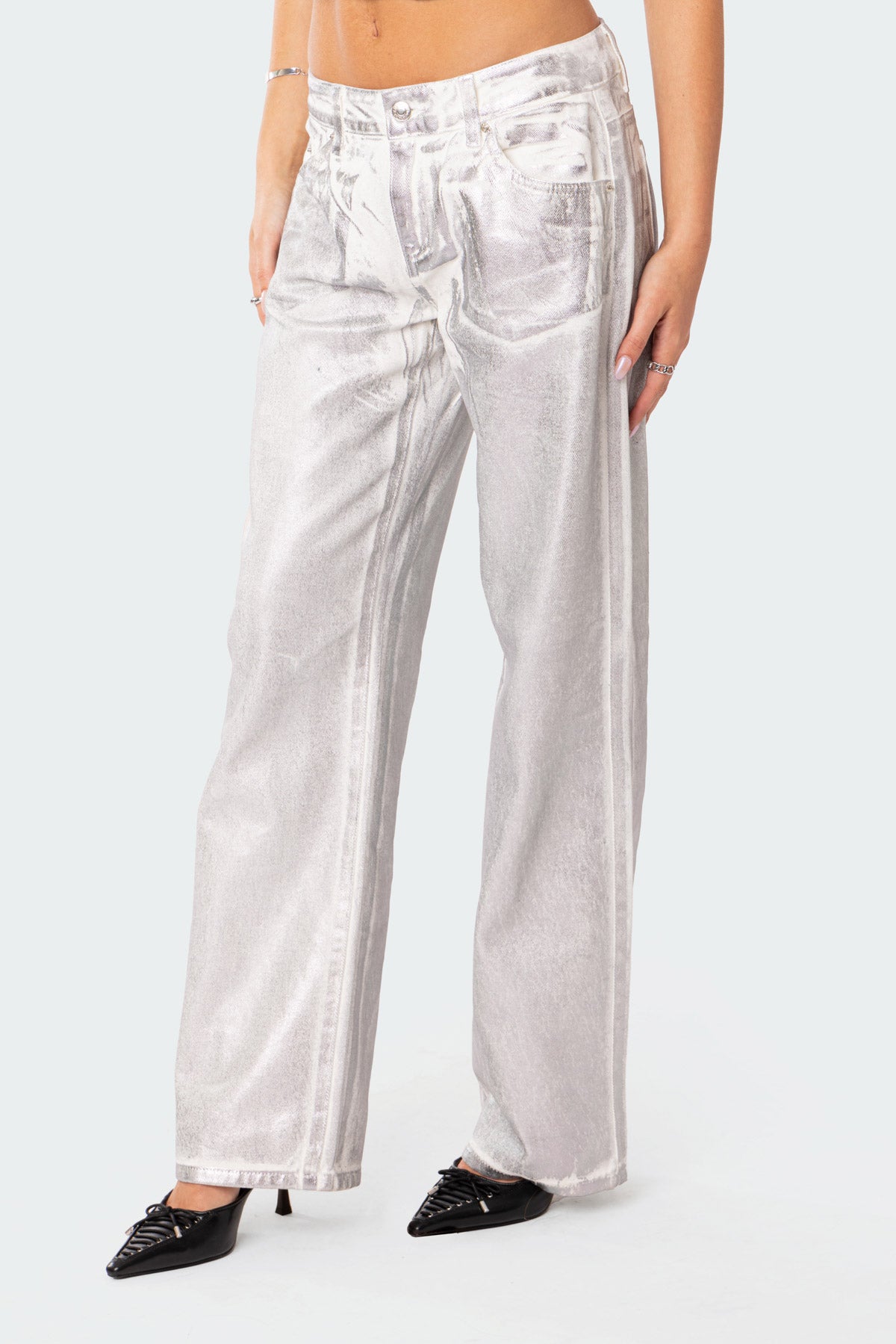 Jolene Metallic Low Rise Jeans - Image 4