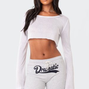 Sheer Raw Hem Crop Top