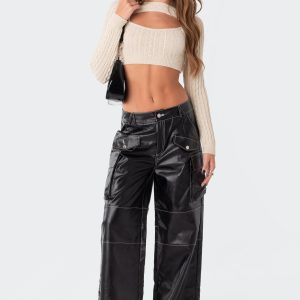 Faye Faux Leather Cargo Pants