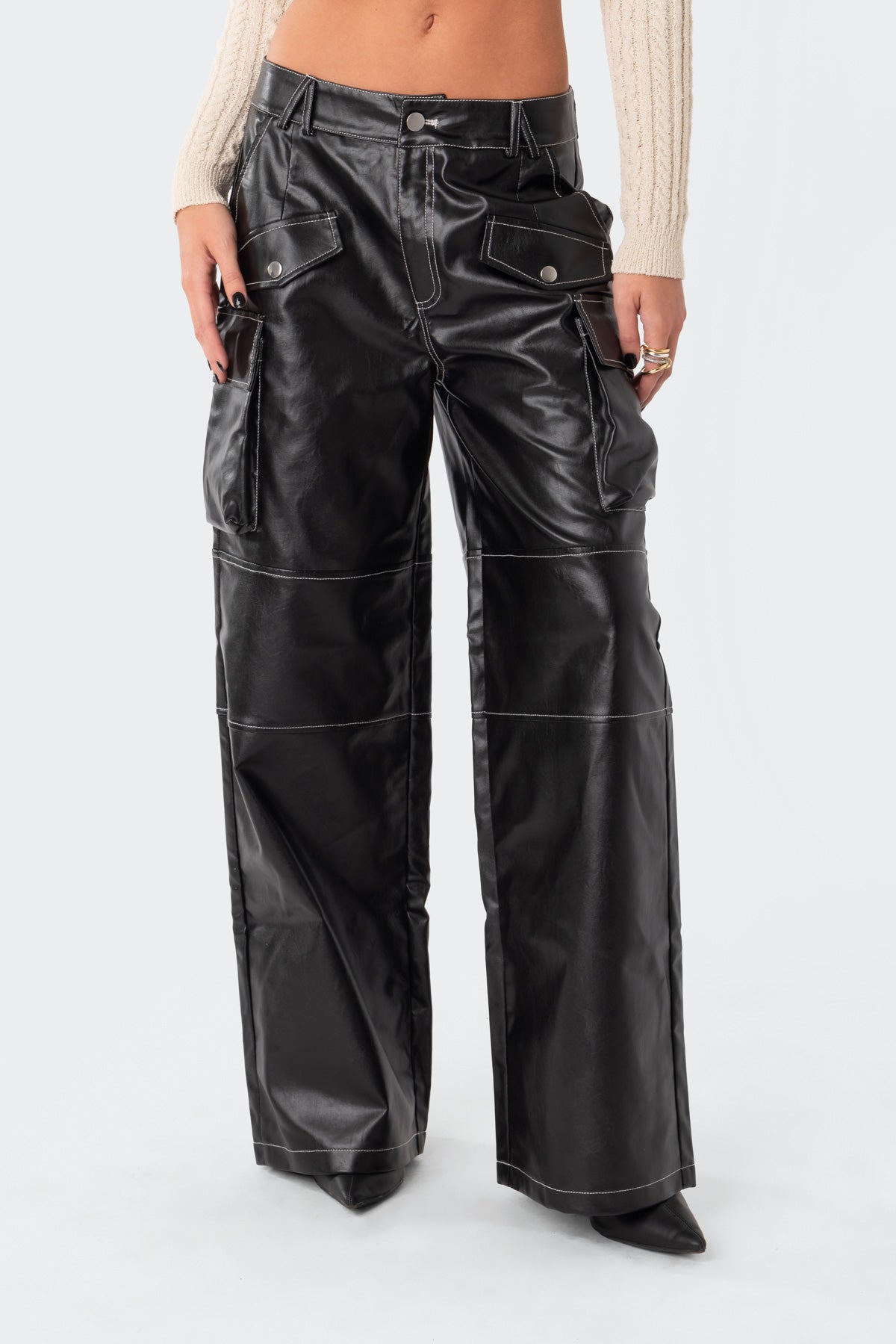 Faye Faux Leather Cargo Pants - Image 2