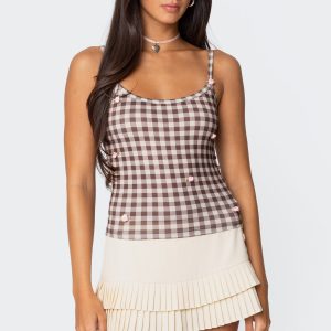 Flower Field Gingham Tank Top