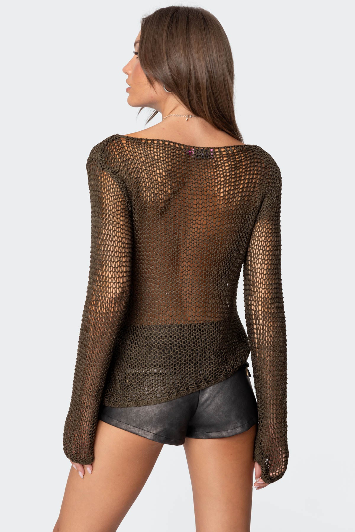 Asymmetric Open Knit Top - Image 4