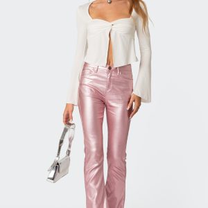 Luna Faux Leather Flare Jeans
