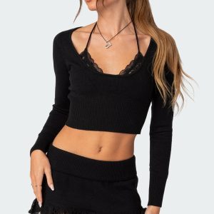 Lace Bra Detail Knit Top