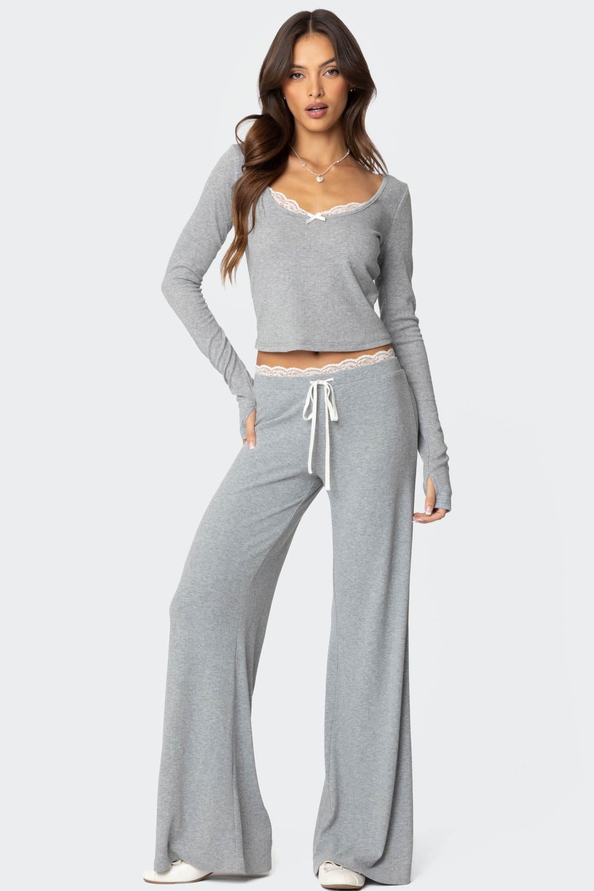 Peekaboo Lace Long Sleeve Top - Image 2