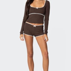 Juliana Polka Dot Ribbed Shorts