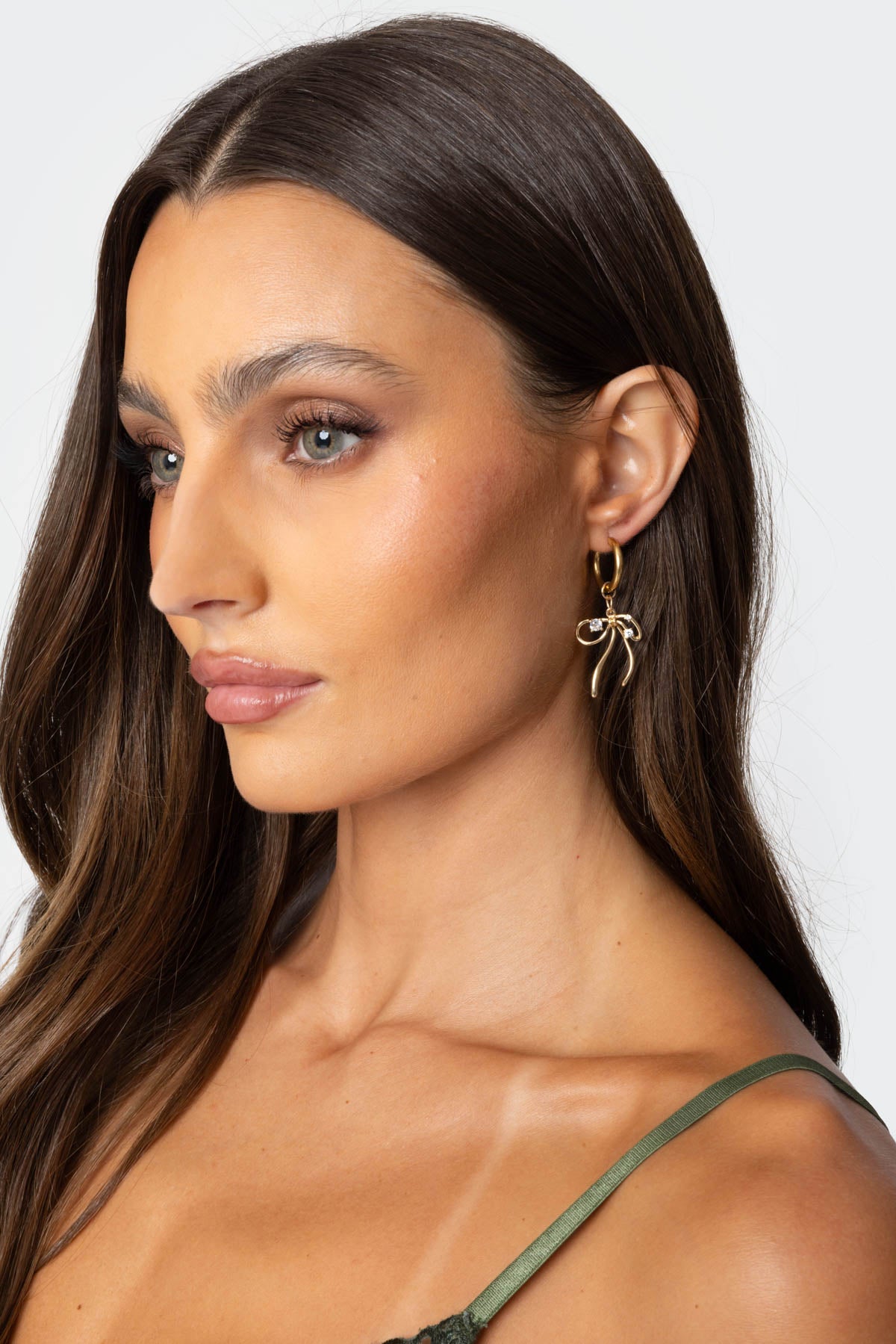 Bow Charm Hoop Earrings - Image 2