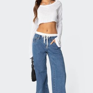 Drawstring Boxer Detail Jeans