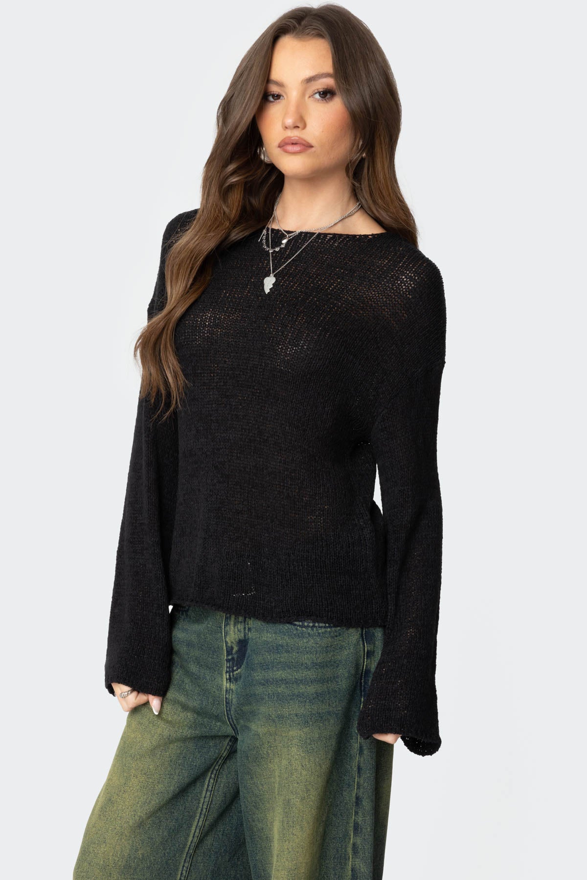 Drop Shoulder Light Knit Sweater - Image 3