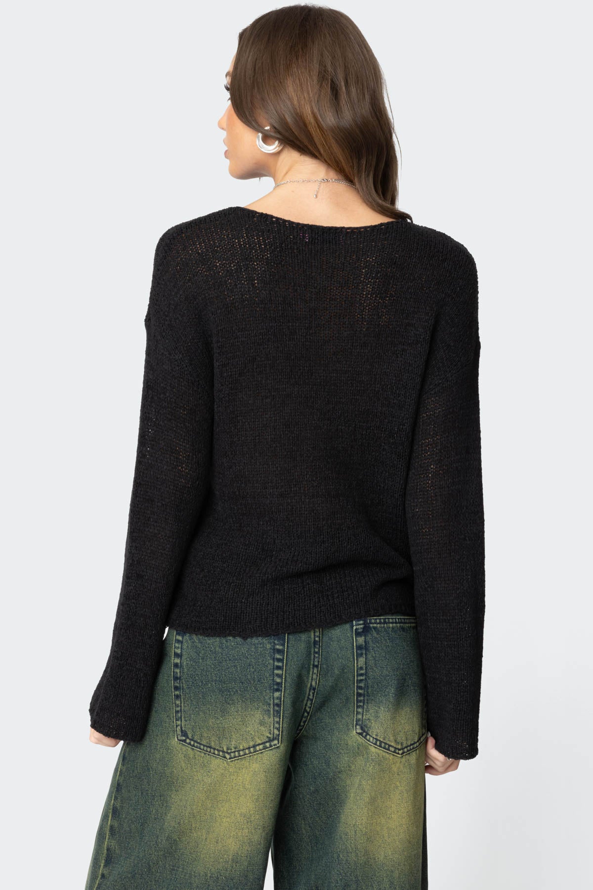 Drop Shoulder Light Knit Sweater - Image 5