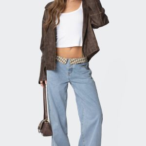 Peekaboo Plaid Low Rise Jeans