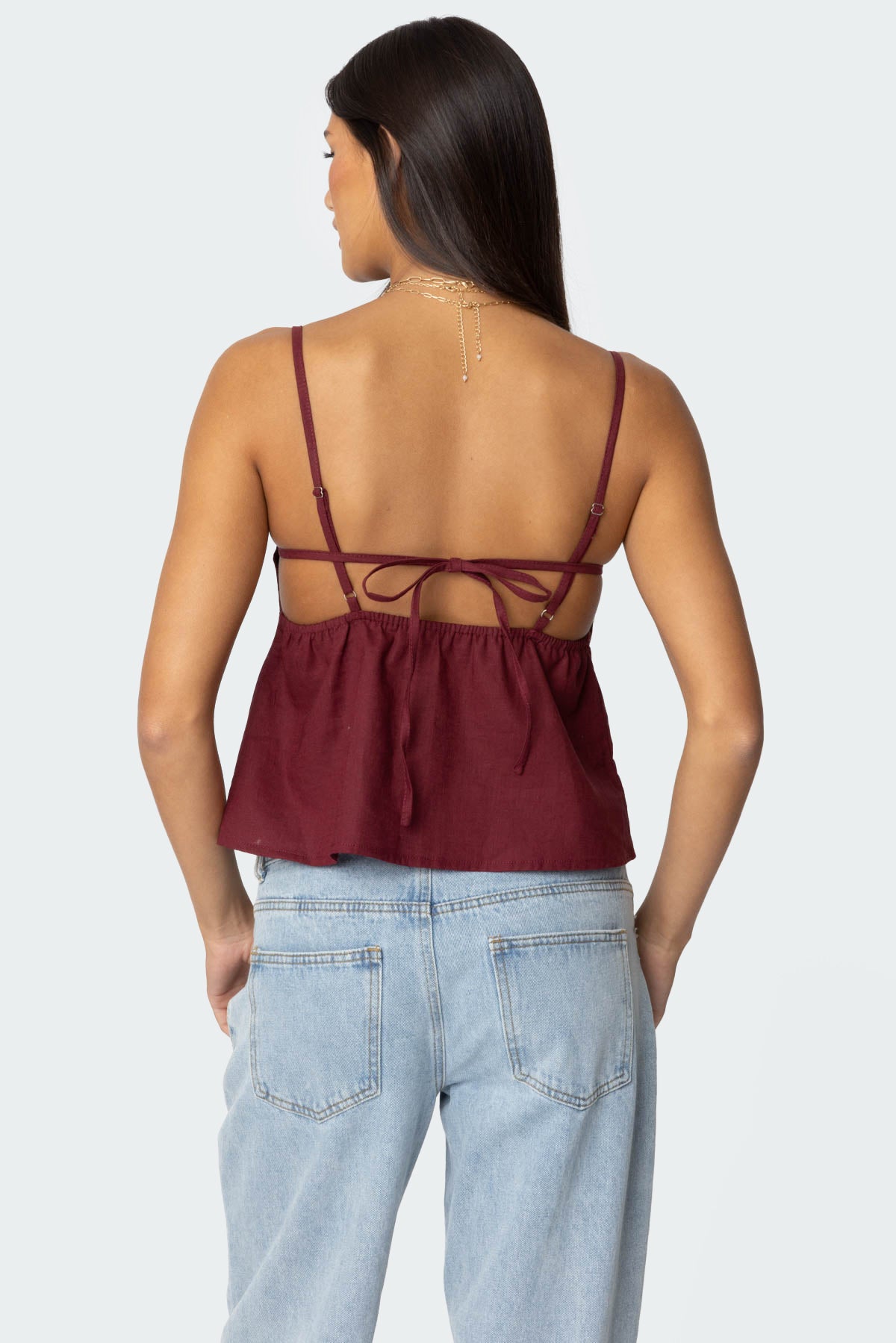 Linen Look Open Back Top - Image 4