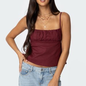 Linen Look Open Back Top