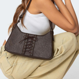 Lace Up Faux Leather Bag