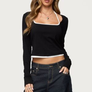 Ksenia Contrast Layered Square Neck Top