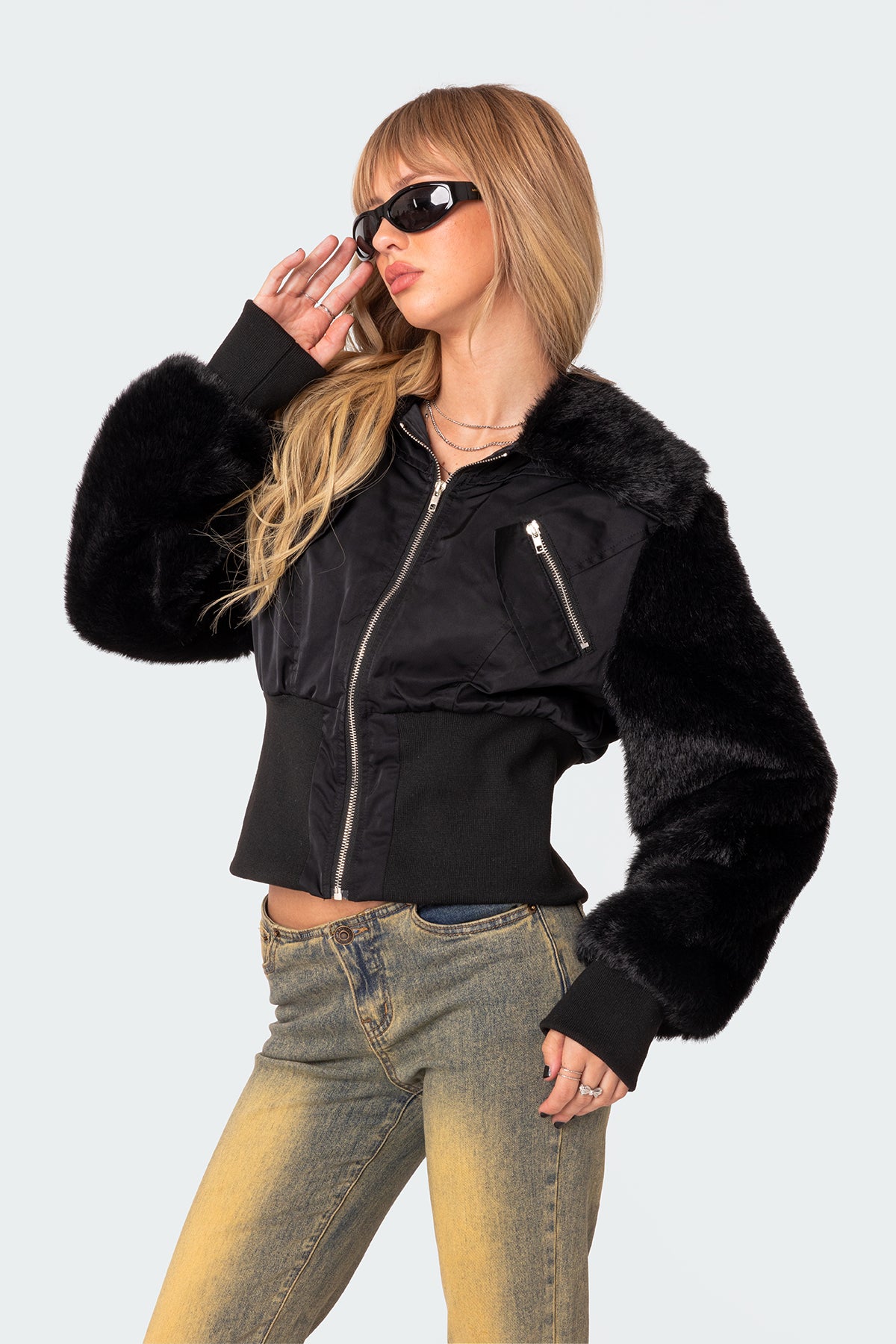 Malliora Faux Fur Nylon Jacket - Image 3