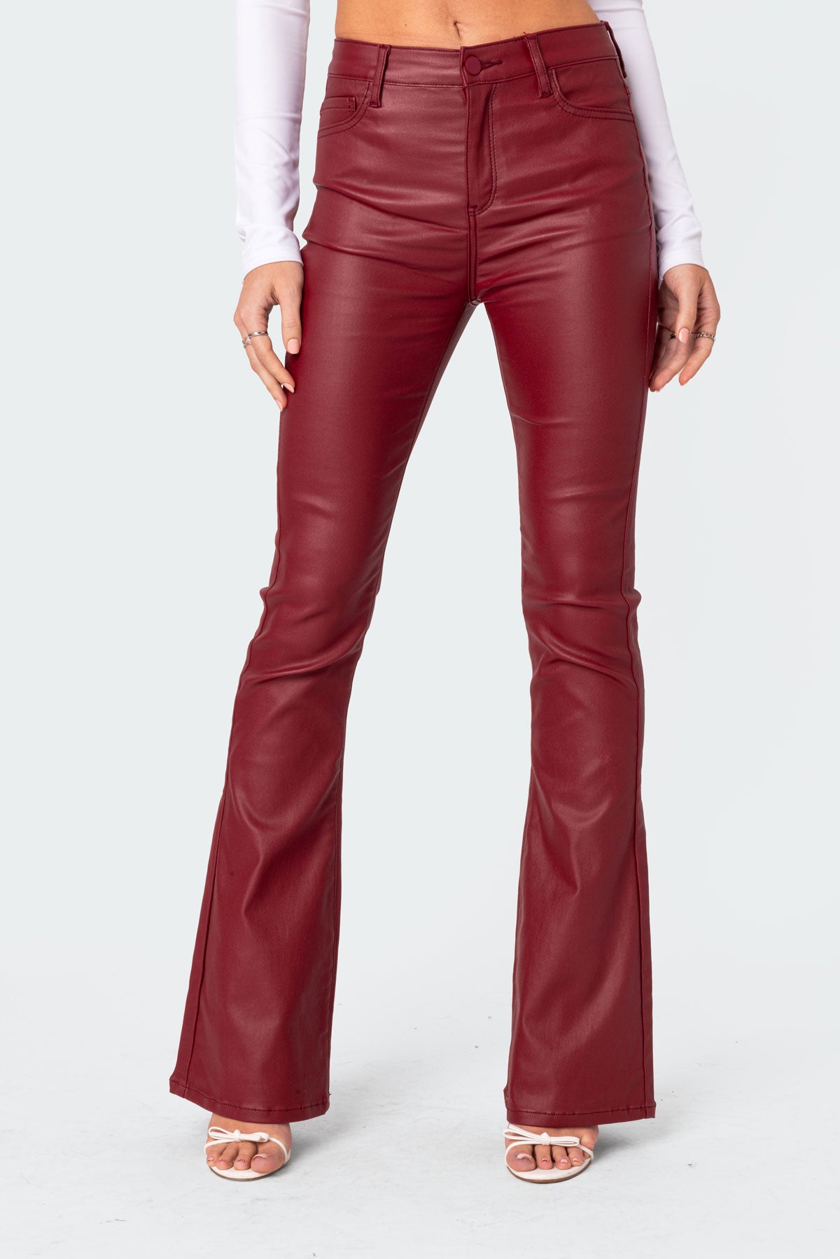 Luna Faux Leather Flare Jeans - Image 2