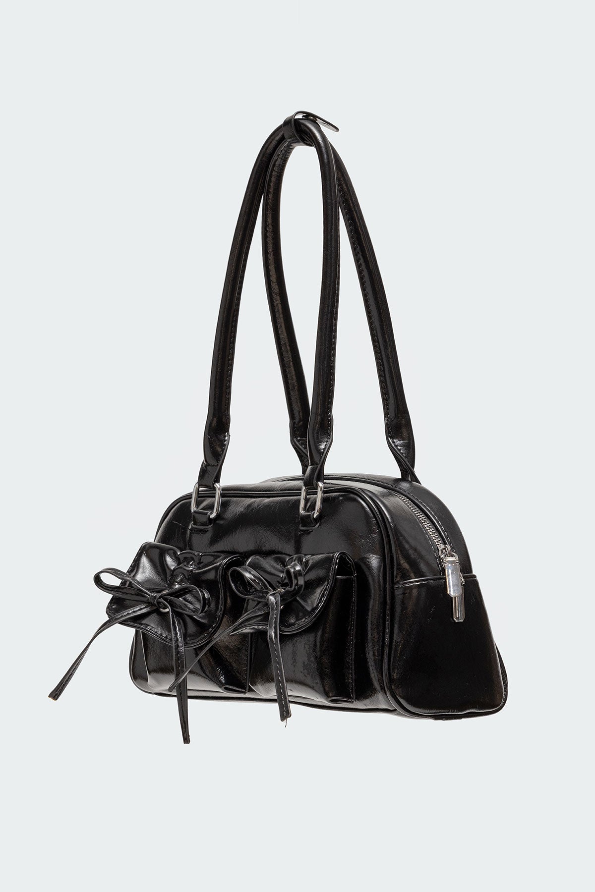 Bow Pocket Faux Leather Shoulder Bag - Image 3