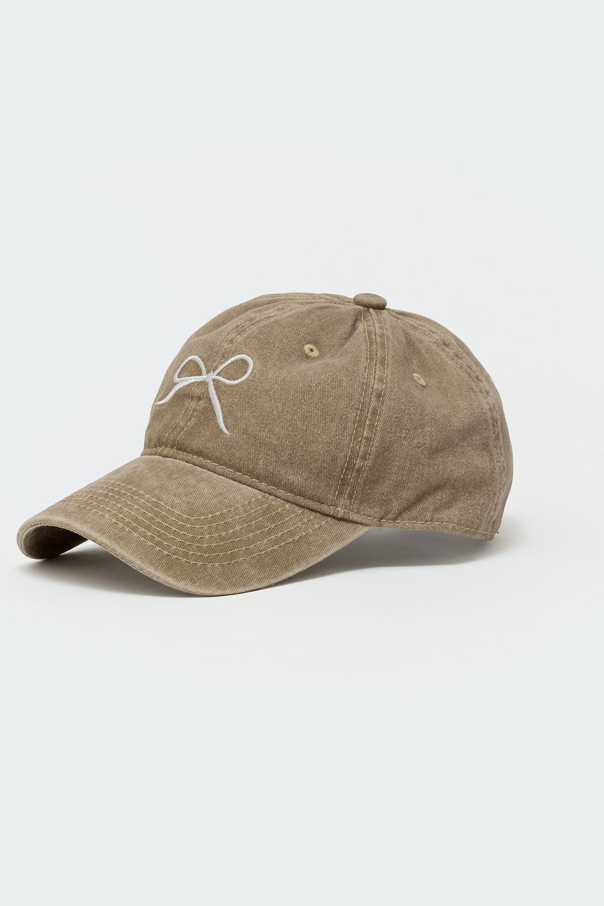 Embroidered Bow Washed Baseball Cap - Image 3