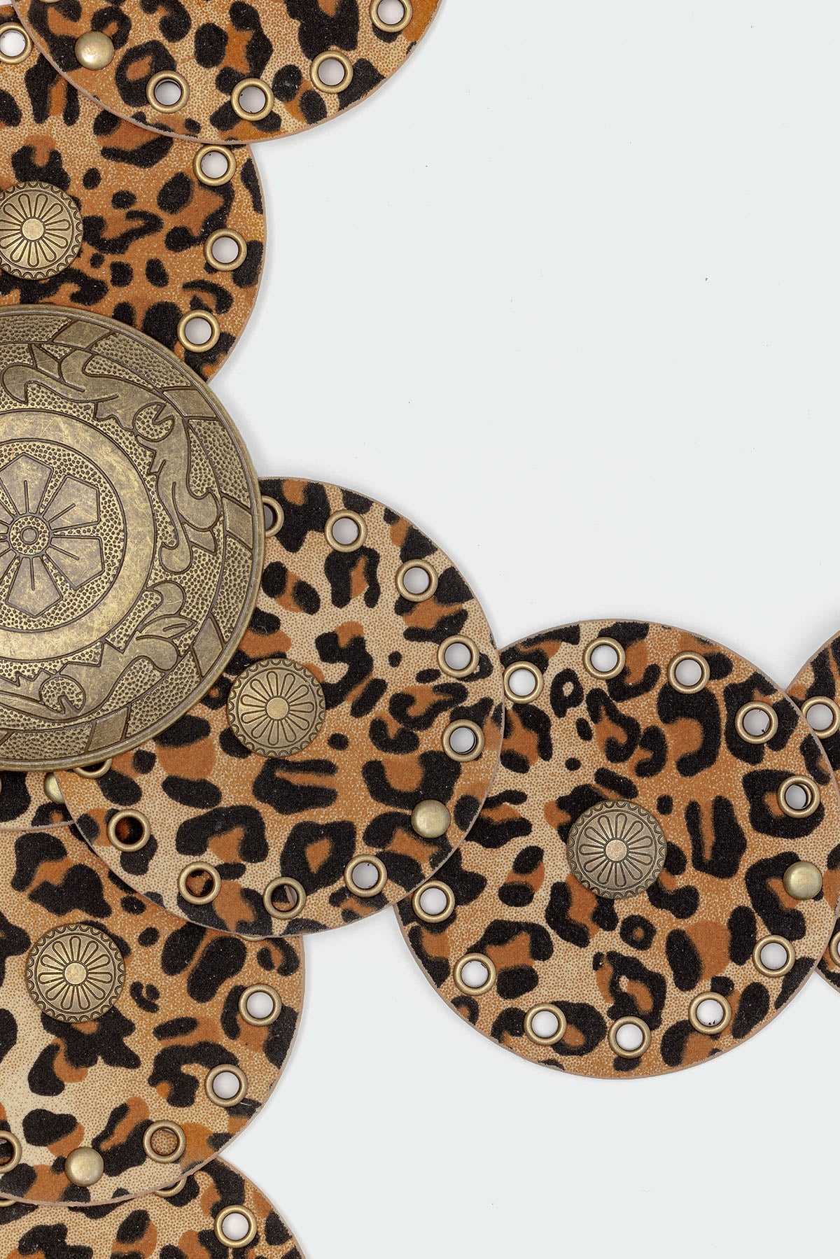 Leopard Faux Leather Western Disc Belt - Image 3