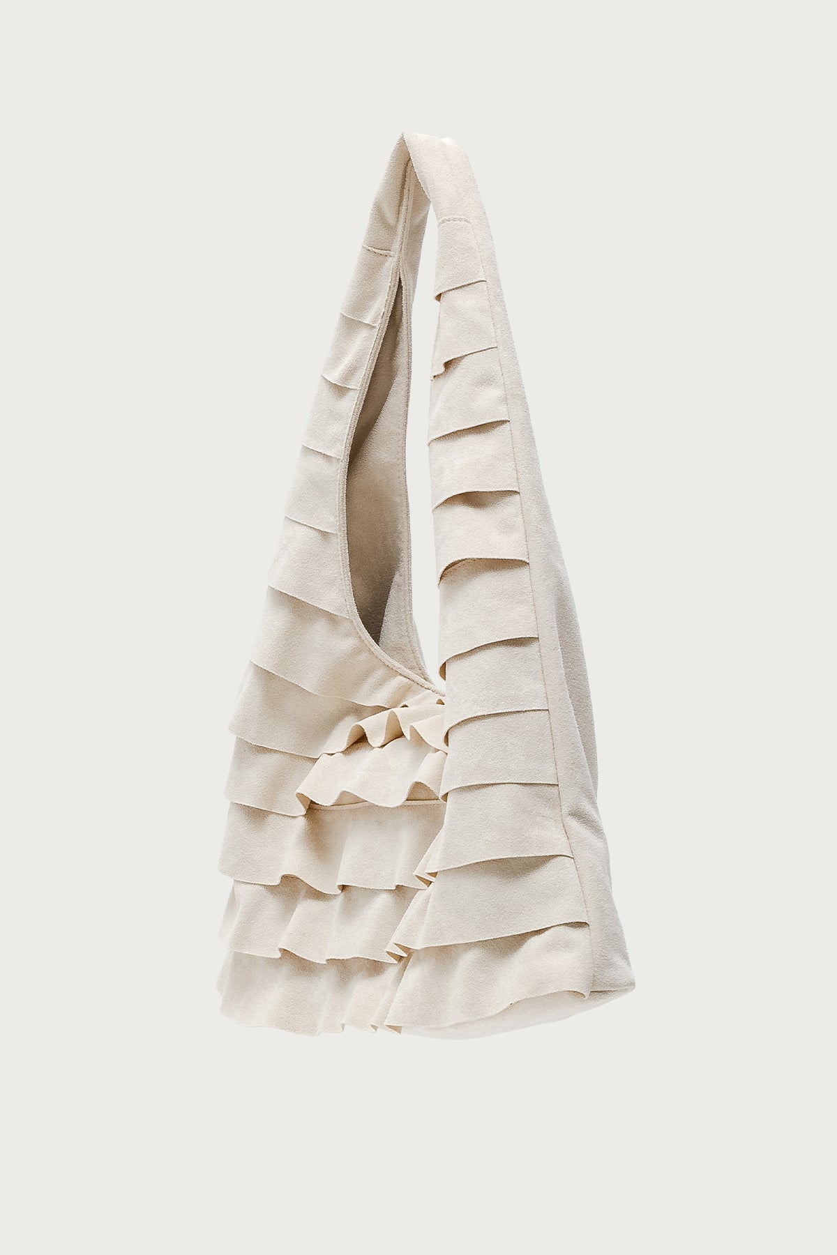 Ruffled Faux Suede Shoulder Bag - Image 3