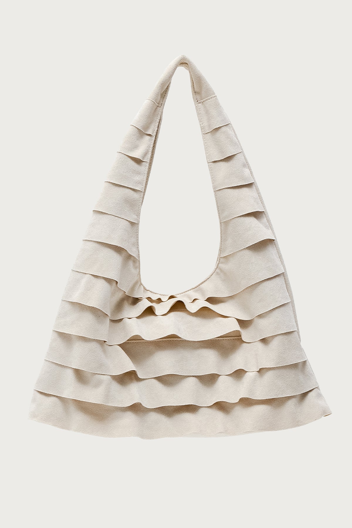 Ruffled Faux Suede Shoulder Bag - Image 2