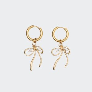 Bow Charm Hoop Earrings