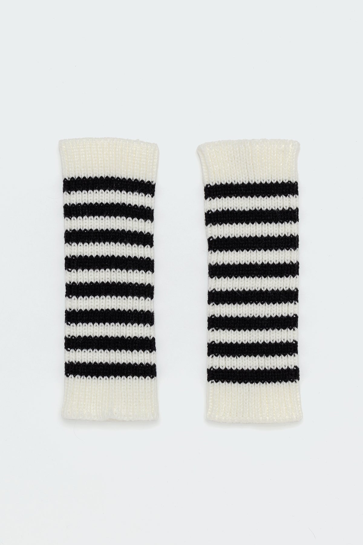 Striped Knitted Fingerless Gloves - Image 2