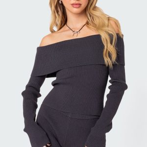 Miriam Fold Over Knit Top