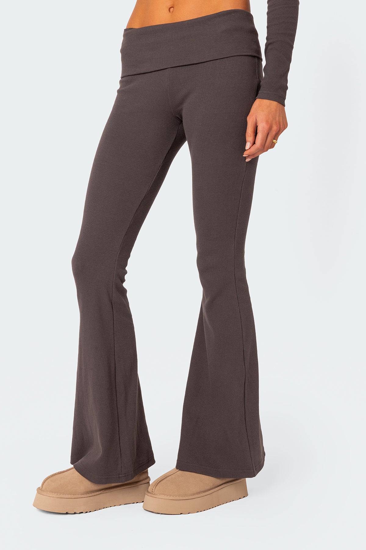 Coffee Break Ribbed Flare Leggings - Image 3
