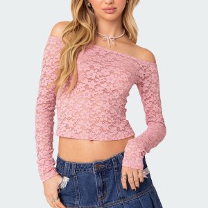 Carolina Off Shoulder Sheer Lace Top
