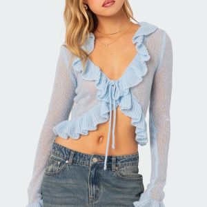 Ryleigh Ruffled Tie Front Cardigan