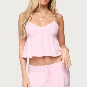 Selene Lacey Pleated Tank Top