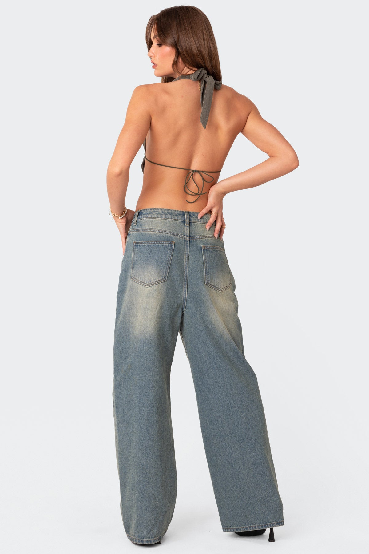 Scoop Neck Open Back Crop Top - Image 5