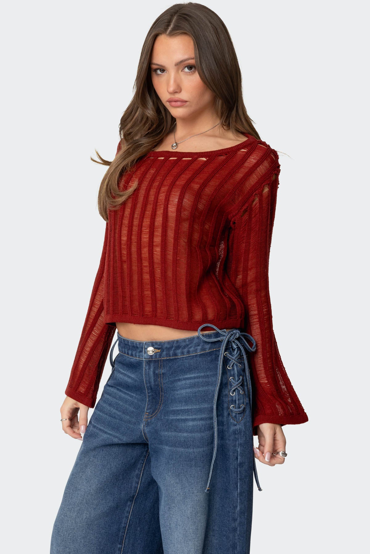Sagir Sheer Ladder Knit Top - Image 3