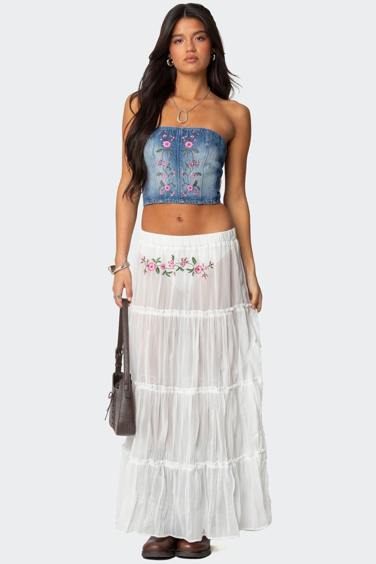 Tula Embroidered Denim Corset - Image 2