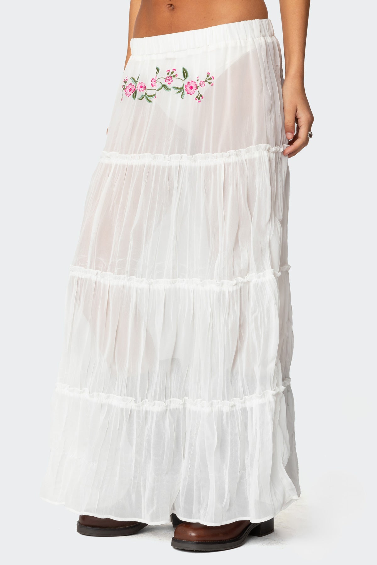Tai Embroidered Tiered Maxi Skirt - Image 4